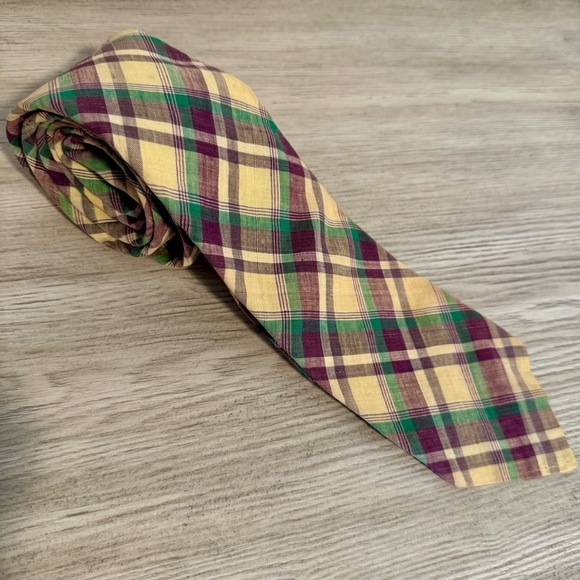 Burt Pulitzer Vintage Madras Plaid Tie - Picture 1 of 5